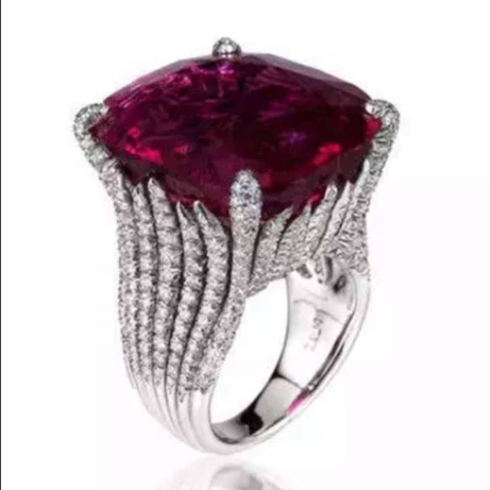 New Big Stone Red Zircon Ring